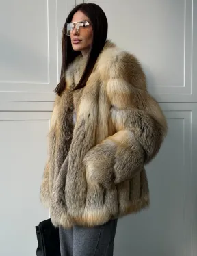 Полушубок из лисы - рукава косички