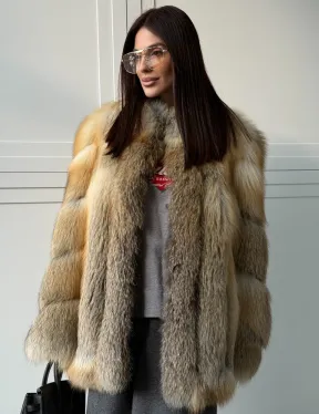 Полушубок из лисы - рукава косички
