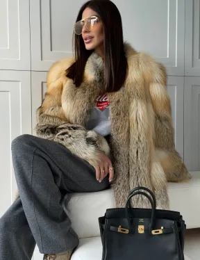 Полушубок из лисы - рукава косички