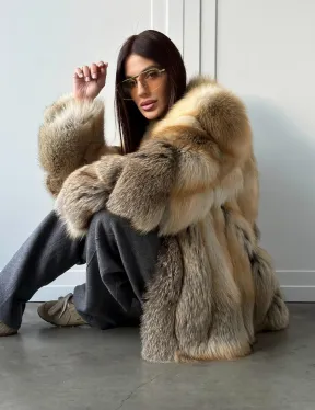 Полушубок из лисы - рукава косички