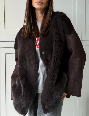 Женское полупальто с мехом норки