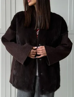 Женское полупальто с мехом норки