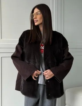 Женское полупальто с мехом норки