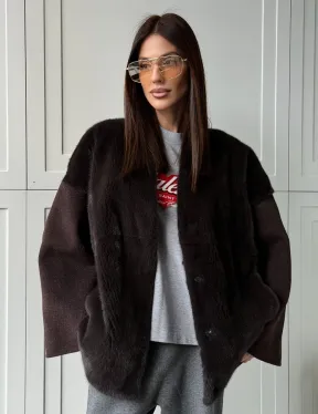 Женское полупальто с мехом норки