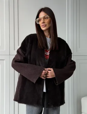 Женское полупальто с мехом норки