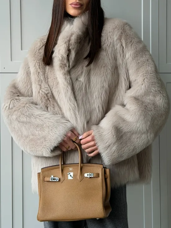 Бежевая дубленка из тосканы