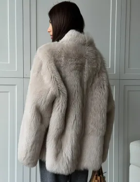 Бежевая дубленка из тосканы