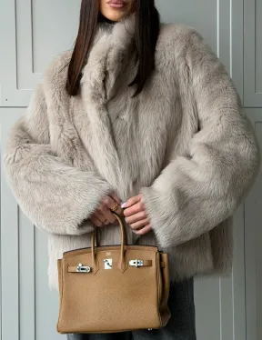 Бежевая дубленка из тосканы