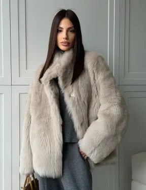 Бежевая дубленка из тосканы