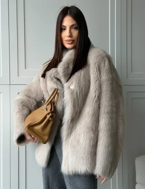 Бежевая дубленка из тосканы