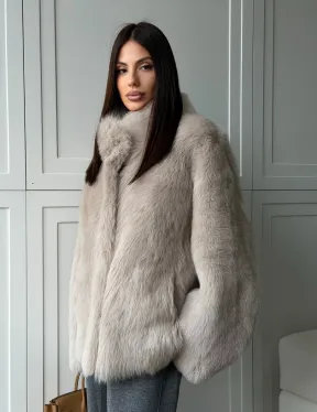 Бежевая дубленка из тосканы