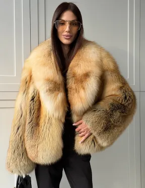 Короткая шубка из лисы Premium Golden Fox