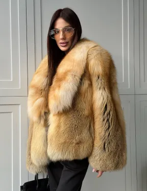 Короткая шубка из лисы Premium Golden Fox