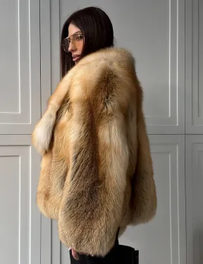 Короткая шубка из лисы Premium Golden Fox