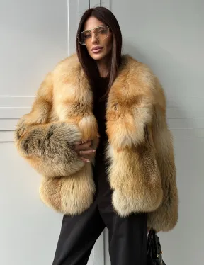 Короткая шубка из лисы Premium Golden Fox