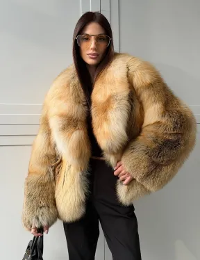 Короткая шубка из лисы Premium Golden Fox