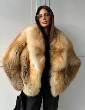 Короткая шубка из лисы Premium Golden Fox