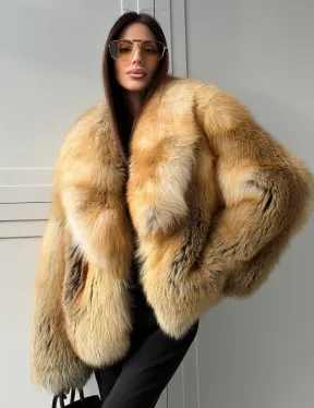 Короткая шубка из лисы Premium Golden Fox