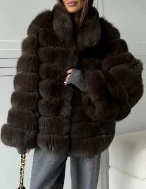 Шуба из натурального песца под соболь