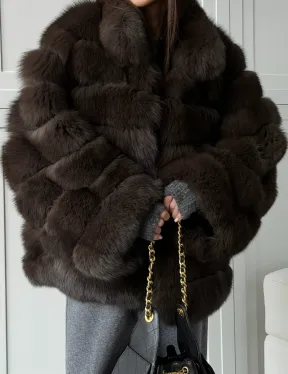 Шуба из натурального песца под соболь