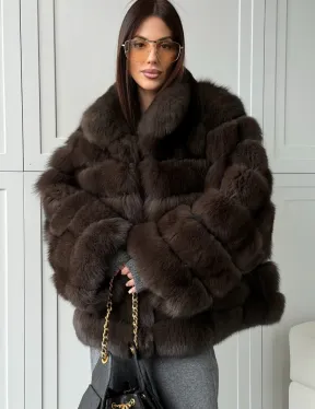 Шуба из натурального песца под соболь