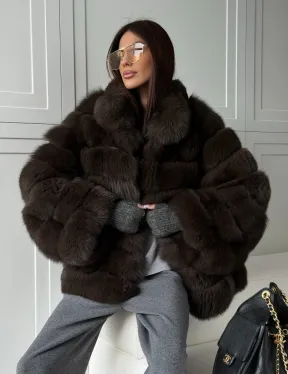 Шуба из натурального песца под соболь