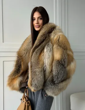 Женская шуба из лисьего меха Golden Edged Fox