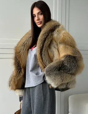 Женская шуба из лисьего меха Golden Edged Fox