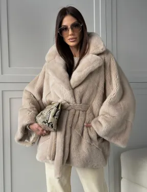 Зимняя норковая шуба фасона «летучая мышь»