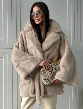 Зимняя норковая шуба фасона «летучая мышь»