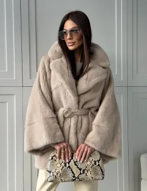 Зимняя норковая шуба фасона «летучая мышь»