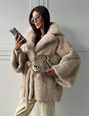 Зимняя норковая шуба фасона «летучая мышь»