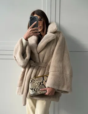 Зимняя норковая шуба фасона «летучая мышь»