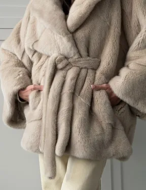 Зимняя норковая шуба фасона «летучая мышь»