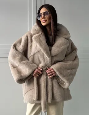 Зимняя норковая шуба фасона «летучая мышь»