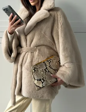 Зимняя норковая шуба фасона «летучая мышь»