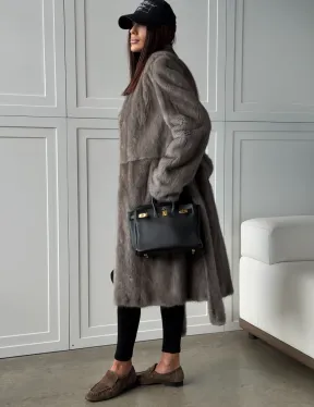 Норковая шуба из скандинавской норки - цвет серый