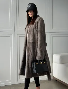 Норковая шуба из скандинавской норки - цвет серый