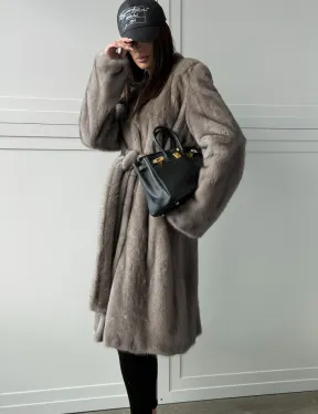 Норковая шуба из скандинавской норки - цвет серый