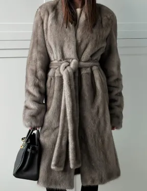 Норковая шуба из скандинавской норки - цвет серый