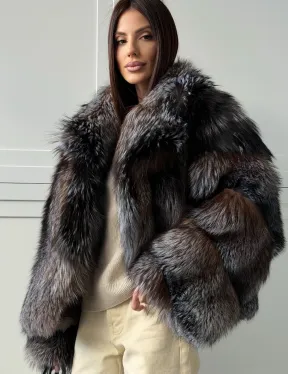 Шуба из меха блюфрост - воротник английский