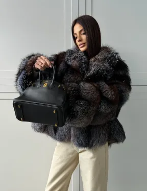 Шуба из меха блюфрост - воротник английский