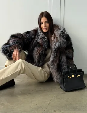 Шуба из меха блюфрост - воротник английский