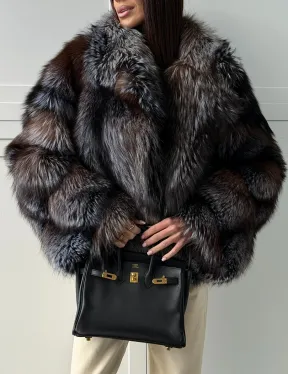 Шуба из меха блюфрост - воротник английский