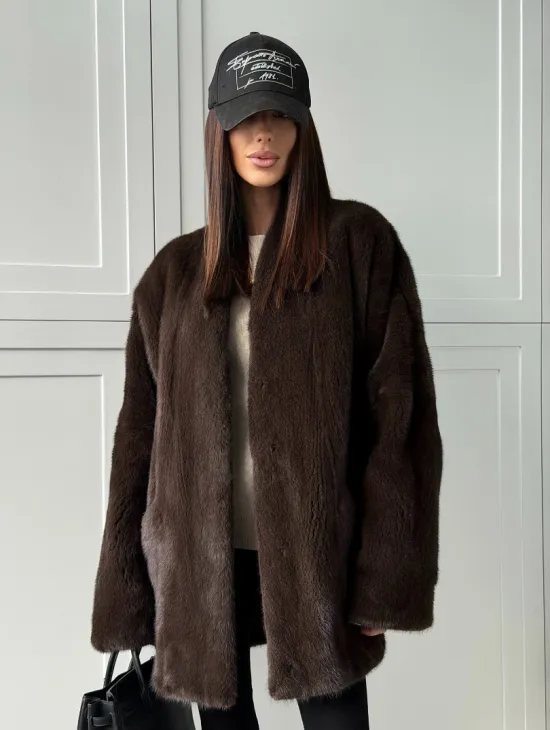 Куртка из норки с V - образным воротом