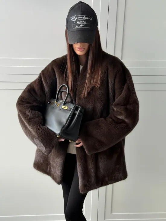 Куртка из норки с V - образным воротом