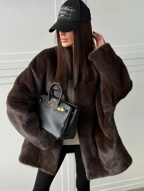 Куртка из норки с V - образным воротом