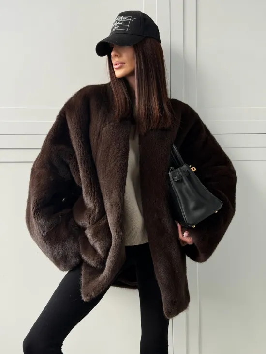 Куртка из норки с V - образным воротом