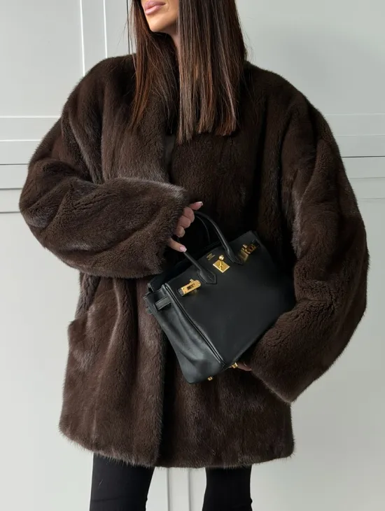 Куртка из норки с V - образным воротом