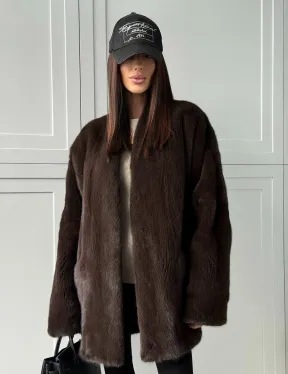 Куртка из норки с V - образным воротом